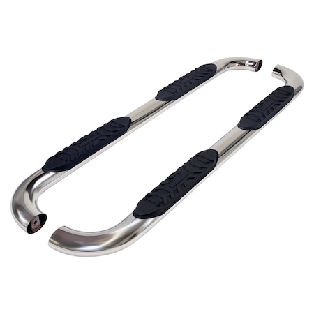 Trailfx With Step Pads, 4" Oval Bent, Polished, Stainless Steel, With Welded End Caps A1007S